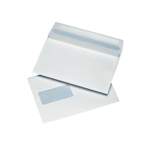 500 White C5 Windowed (45mm x 90mm) Self Seal Envelopes (162mm x 229mm)